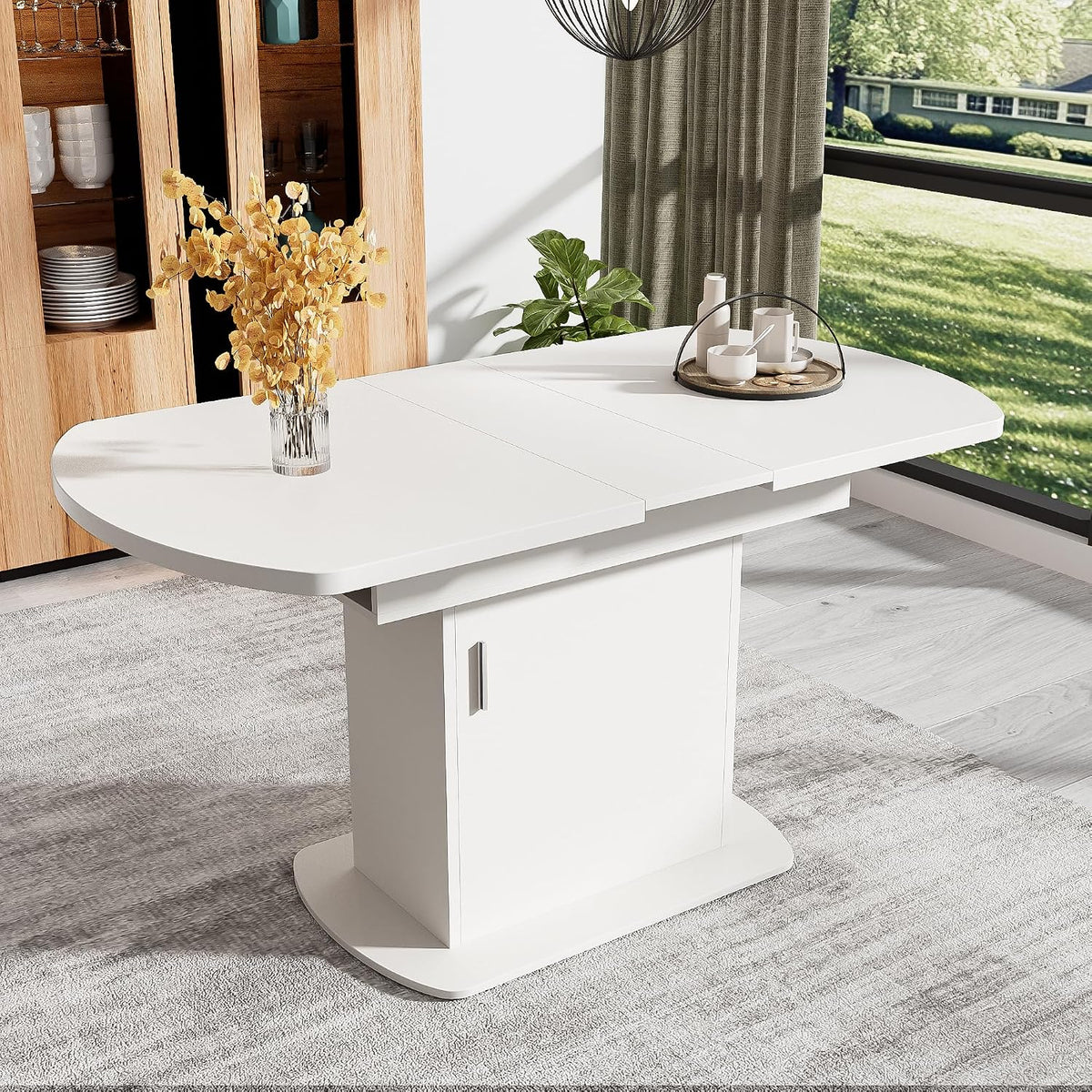 Esstisch Küchentisch Ovaler für 4-6 Personen, 110-130x70 cm, Weiß
